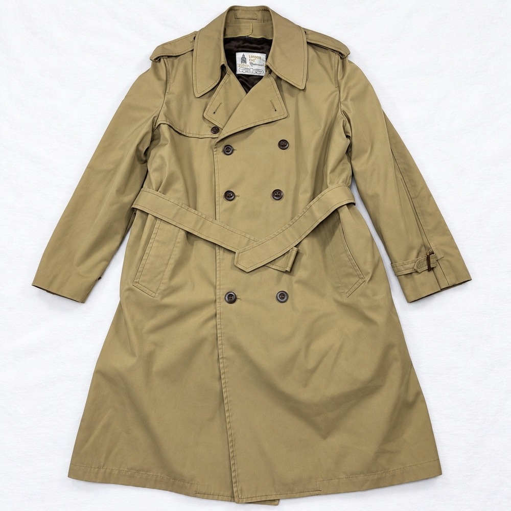 London Fog Maincoats Tan Reg 42 Double Breasted Trench Coat with Removable Liner